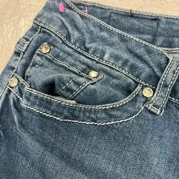 [16]  EARL JEANS Women's BOOT CUT Rhinestones Bling Blue Jeans Embroidered - Picture 2 of 8